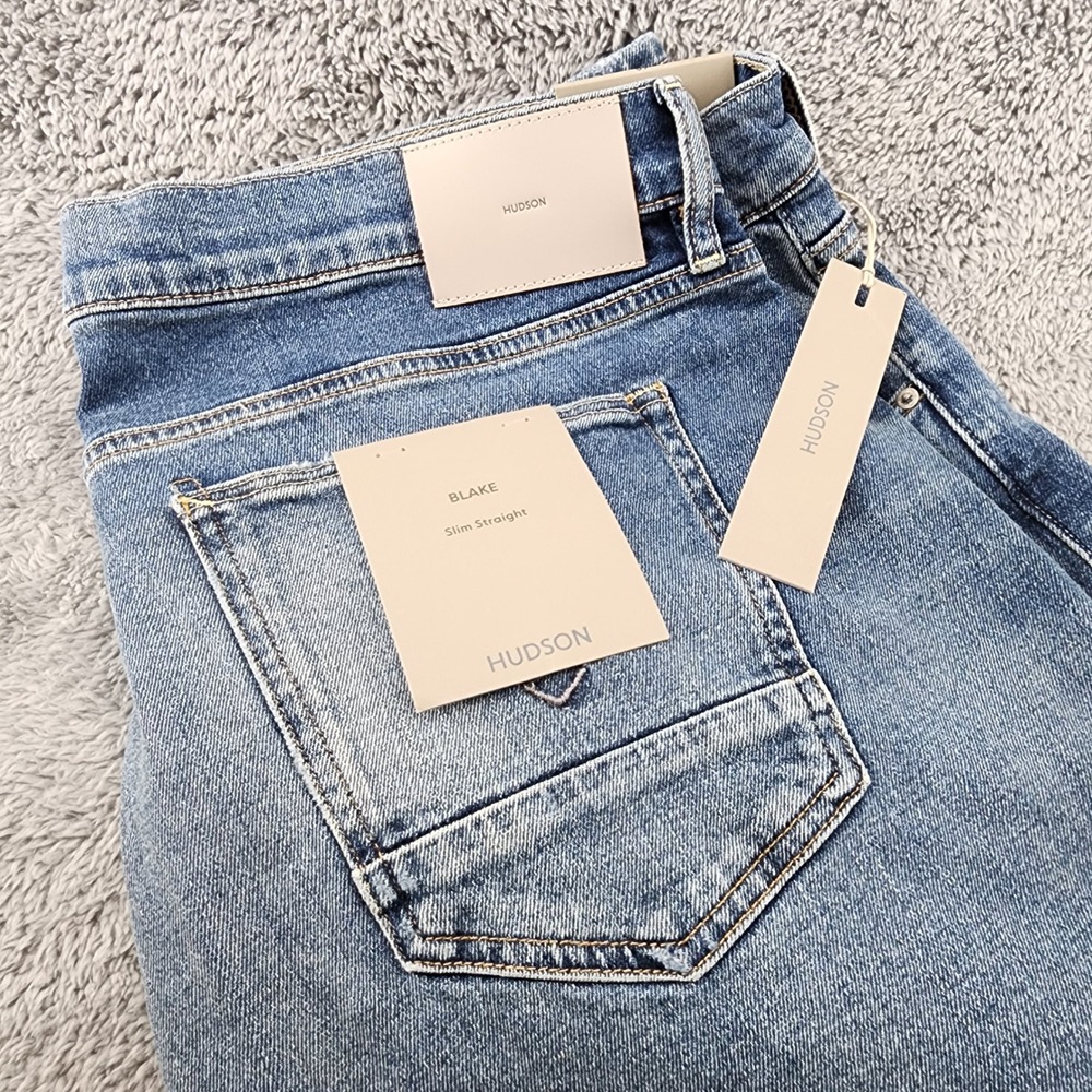 Hudson Blake Jeans Mens 40x34 Medium Wash Denim Slim Straight Distressed Pocket